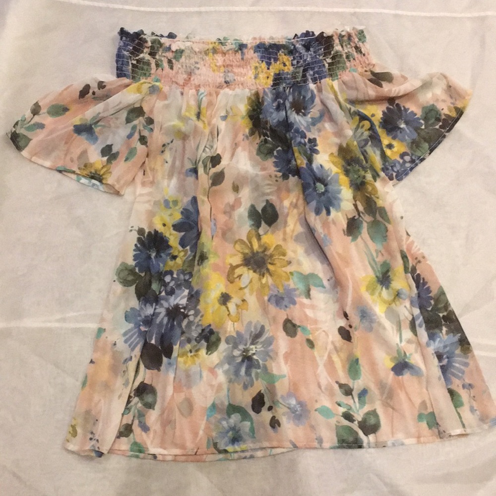 Off the shoulder floral top.